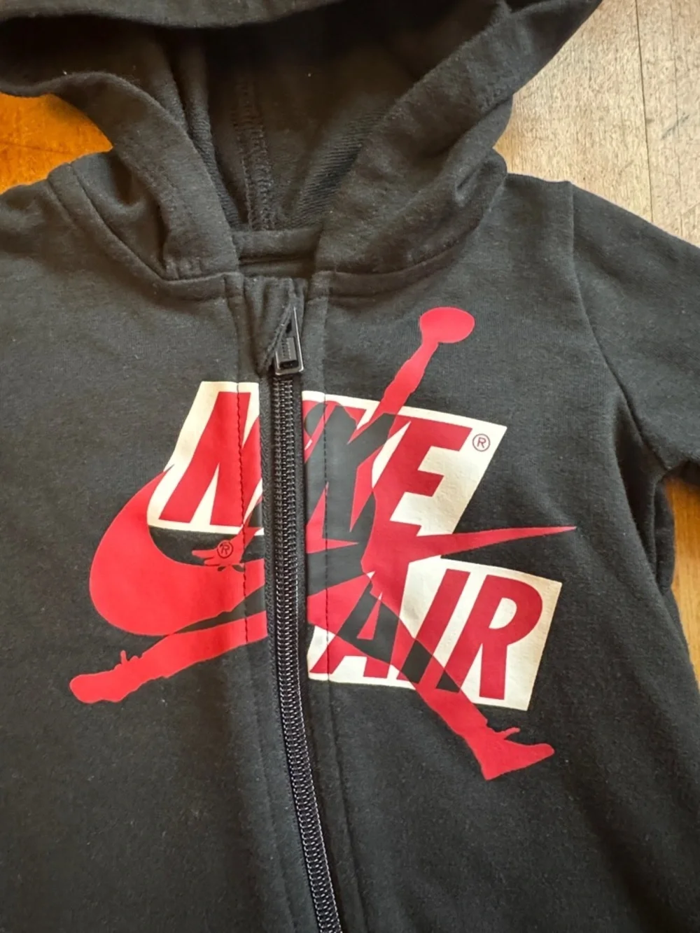Nike Jordan Black Hooded One-Piece 6 months Red Nike Air Logo unisex cotton